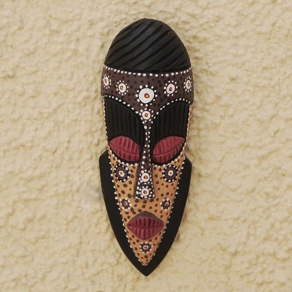 Alternate image for Sese Wood African Wall Mask with Floral Motif Young and Free
