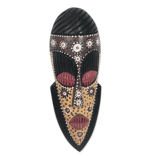 Alternate image for Sese Wood African Wall Mask with Floral Motif Young and Free