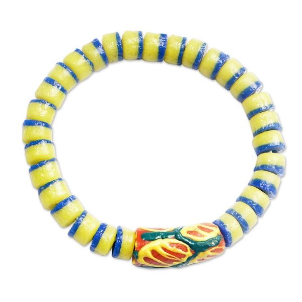 Alternate image for Stretch Bracelet with Recycled Glass Beads Handmade in Ghana Yram