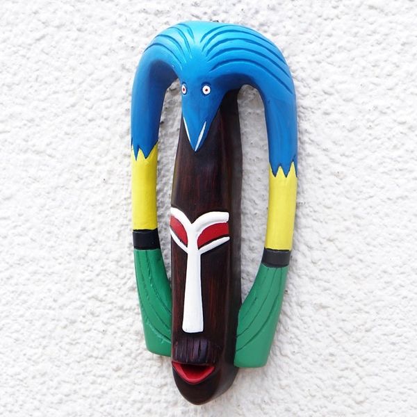 Alternate image for Hand-Painted African Wood Mask with Bird Accent on Top Bird Essence