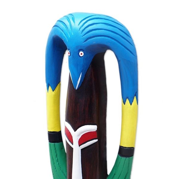 Alternate image for Hand-Painted African Wood Mask with Bird Accent on Top Bird Essence