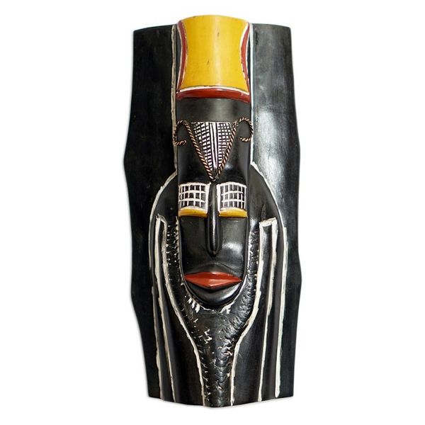 Alternate image for Traditional African Sese Wood Mask with Aluminum Accents Ethiopian Spirit