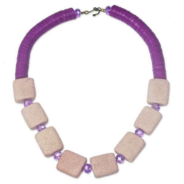 Alternate image for Eco-Friendly Beaded Purple Necklace Purple Aseda