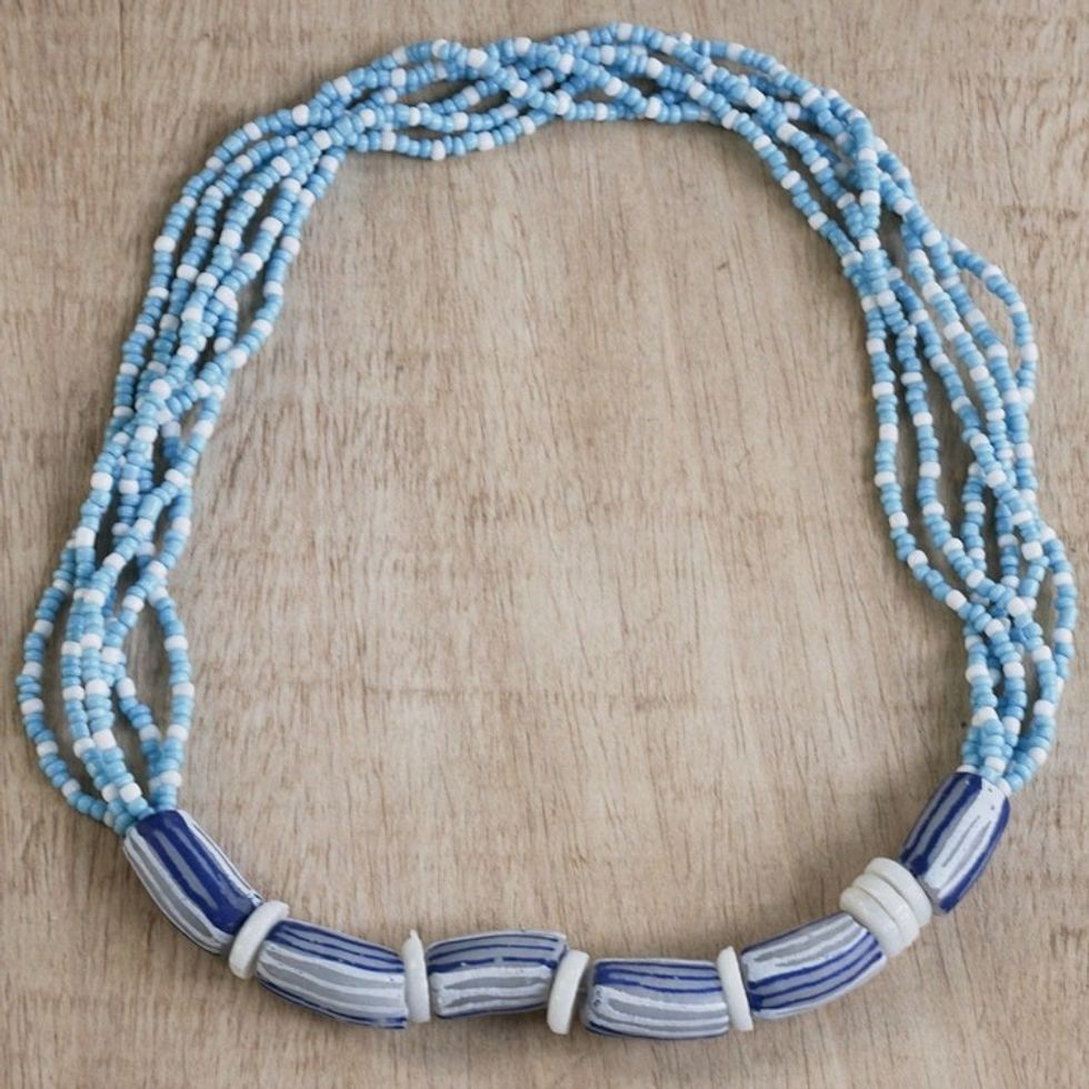 Eco-Friendly Beaded Pendant Necklace from Ghana 'Air Flow'
