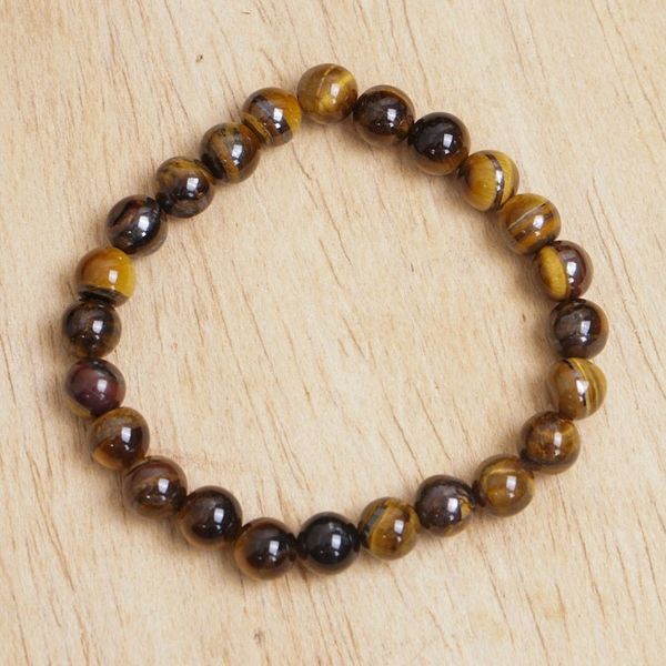 Alternate image for Handcrafted Tigers Eye Beaded Stretch Bracelet from Ghana Golden Light