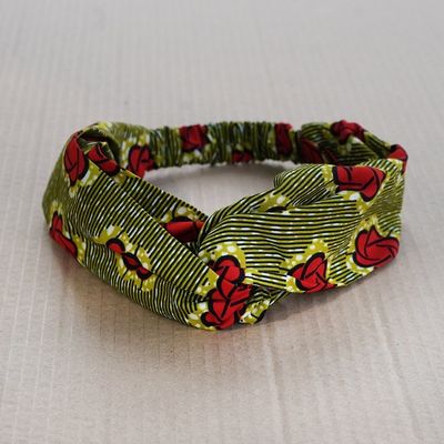 Alternate image for Classic Patterned Chartreuse Green Elastic Cotton Headband Spring Obaapa