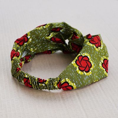Alternate image for Classic Patterned Chartreuse Green Elastic Cotton Headband Spring Obaapa