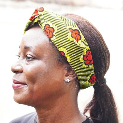 Alternate image for Classic Patterned Chartreuse Green Elastic Cotton Headband Spring Obaapa