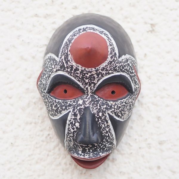 Alternate image for Handcrafted African Sese Wood Mask in Black and Red Hues Fauna Mask