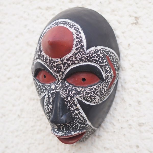 Alternate image for Handcrafted African Sese Wood Mask in Black and Red Hues Fauna Mask