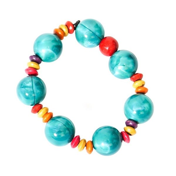 Alternate image for Colorful Eco-Friendly Beaded Stretch Bracelet from Ghana Waves of Happiness
