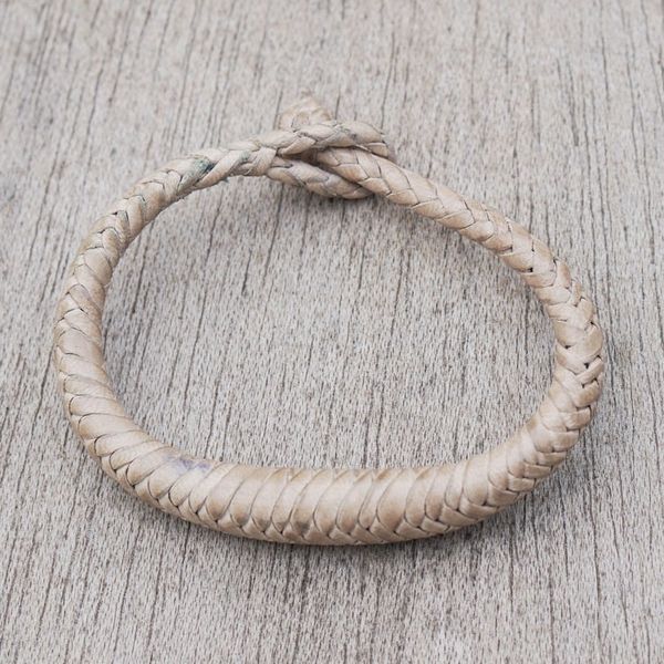 Alternate image for Handcrafted Braided Leather Bracelet in Ivory Ivory Grace