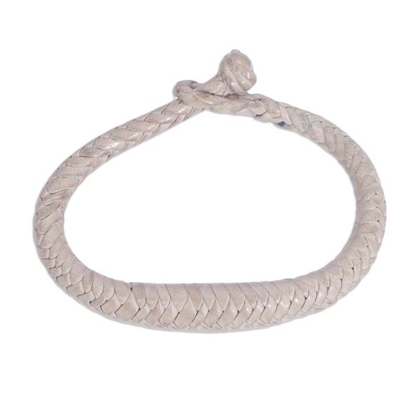 Alternate image for Handcrafted Braided Leather Bracelet in Ivory Ivory Grace