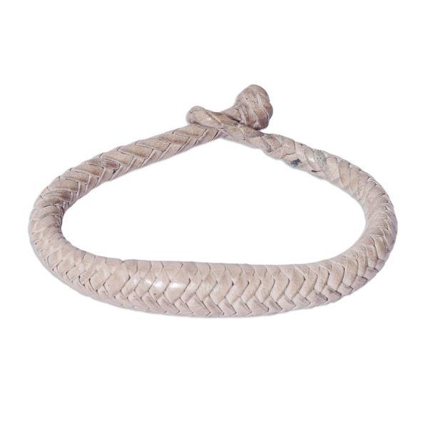 Alternate image for Handcrafted Braided Leather Bracelet in Ivory Ivory Grace