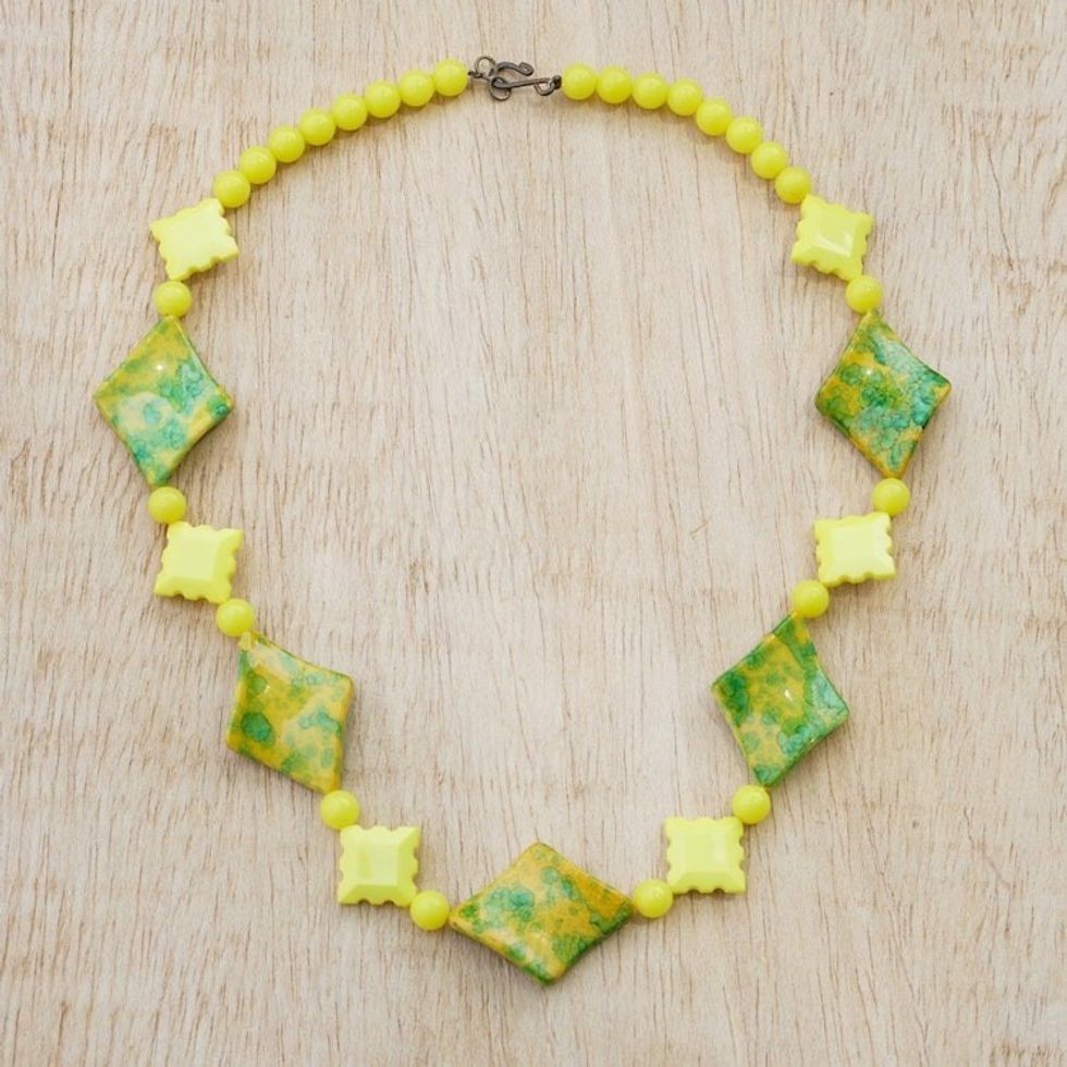 Eco-Friendly Beaded Necklace with Brass Clasp 'Pretty Girl'