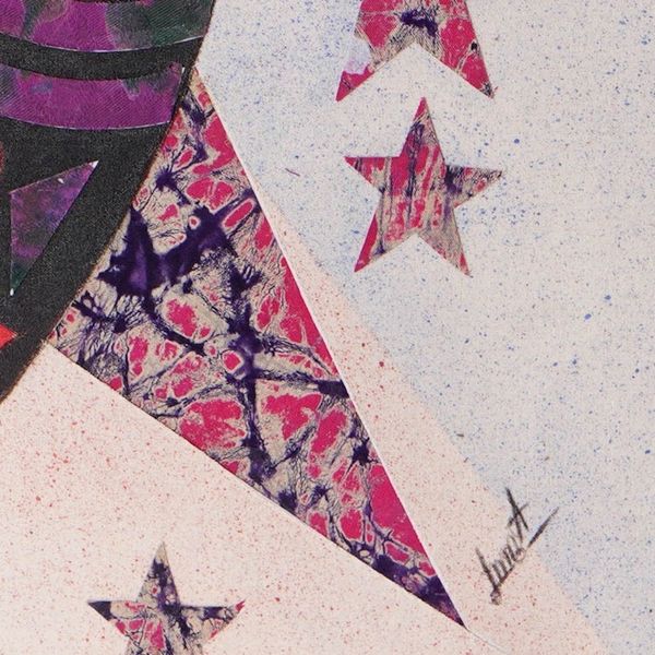 Alternate image for Traditional Cotton Batik Wall Art in Pink and Purple Hues Saturday Born