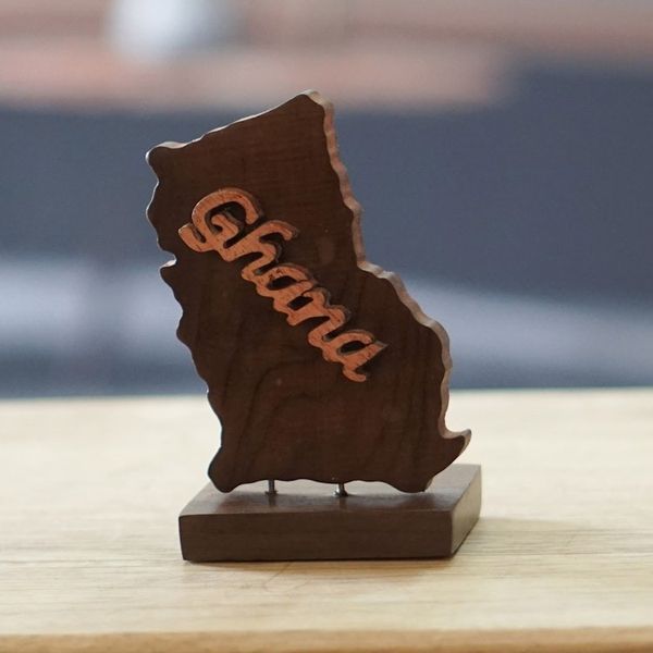 Alternate image for Handcrafted Polished Ebony Wood Sculpture of Ghanas Map Beloved Ghana