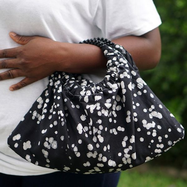 Alternate image for Handmade Batik Cotton Hobo Bag with Elegant Splatter Motifs Sophisticated Nuse