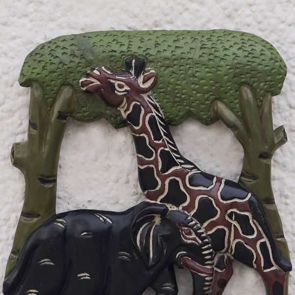 Alternate image for Hand-Carved Sese Wood Wall Art Featuring Wildlife from Ghana Natural Unity