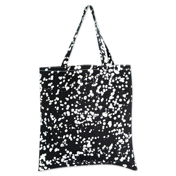 Alternate image for Black and White Batik Cotton Tote Bag with Splatter Pattern Graceful Alua