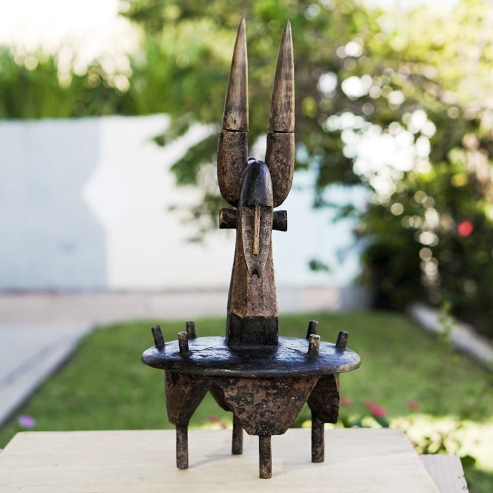 Hand Crafted Sese Wood Sculpture from Ghana 'Bambara Native'