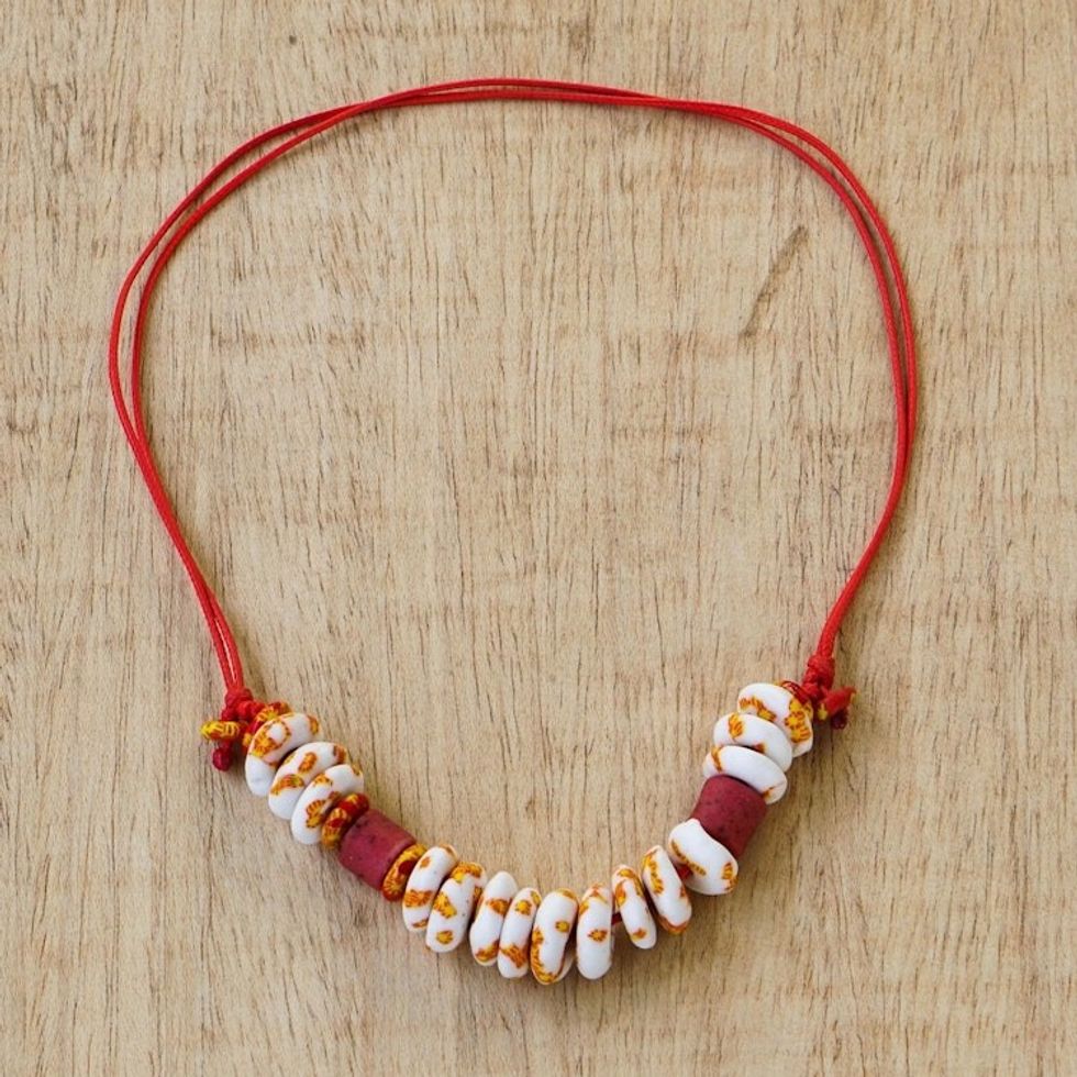 Speckled Recycled Glass Beaded Necklace 'Beautiful Dream'