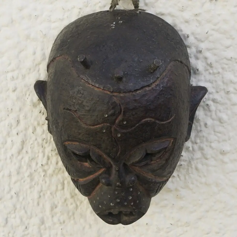 Hand Carved Sese Wood Mask from Ghana 'Ibibio People'
