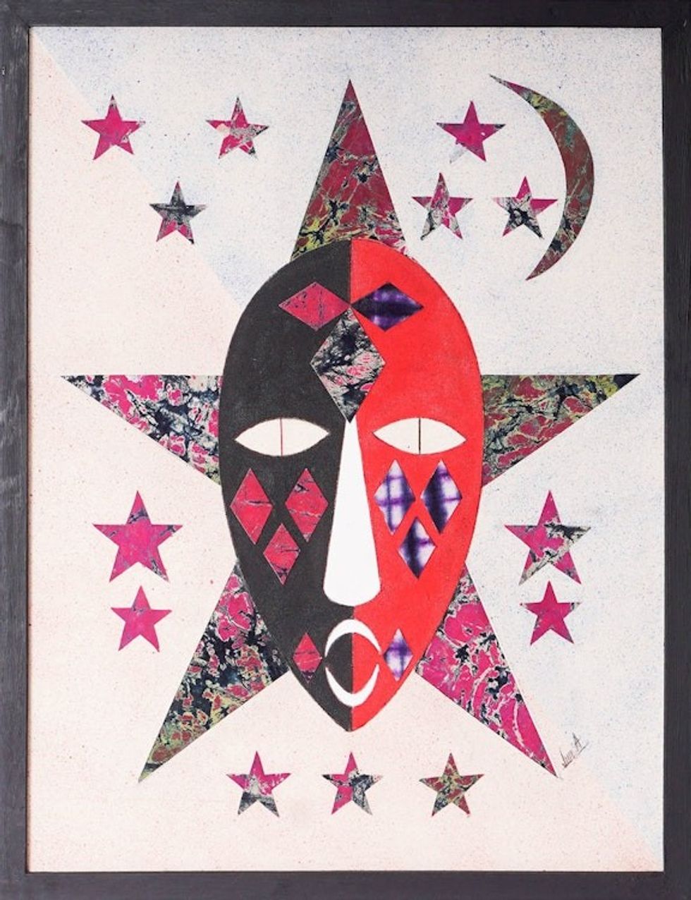 Traditional Cotton Batik Wall Art in Red and Pink Hues 'Thursday Born'