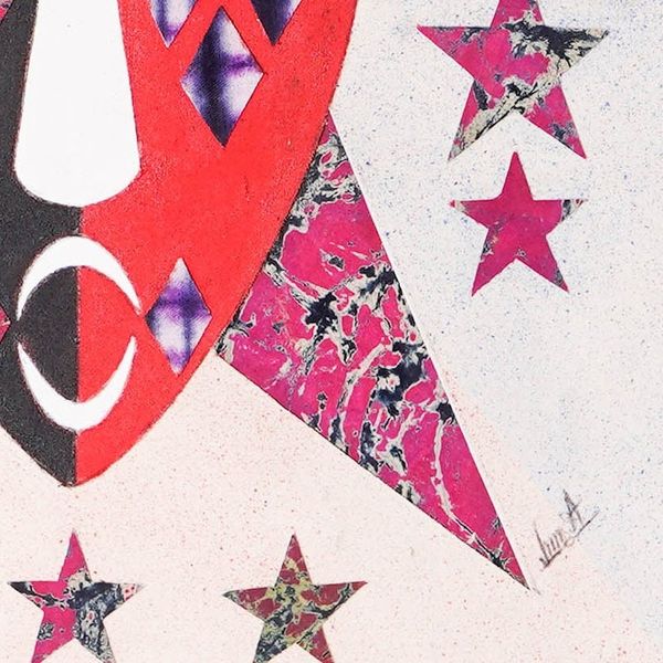 Alternate image for Traditional Cotton Batik Wall Art in Red and Pink Hues Thursday Born