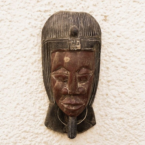 Alternate image for Traditional African Sese Wood Mask in Brown and Black Hues King Head