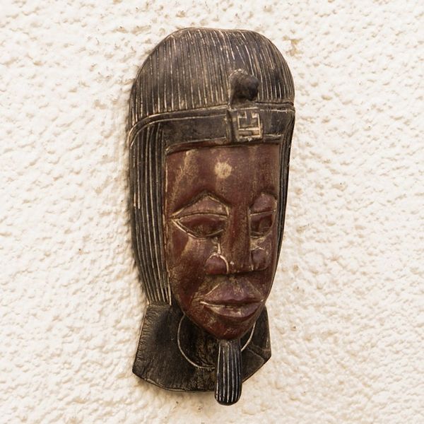 Alternate image for Traditional African Sese Wood Mask in Brown and Black Hues King Head
