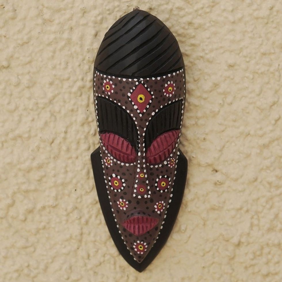 Hand Carved Sese Wood Wall Mask from Ghana 'Liberty'