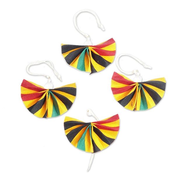 Alternate image for Vibrant Handmade Eco-Friendly Cotton Ornaments Set of 4 Vibrant Afafrantor