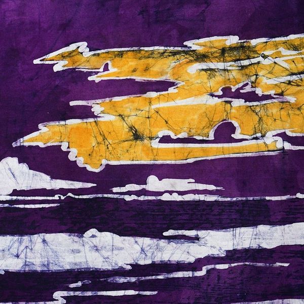 Alternate image for Handcrafted Sunset Cotton Wall Hanging in Purple Hues Sunset Beach I