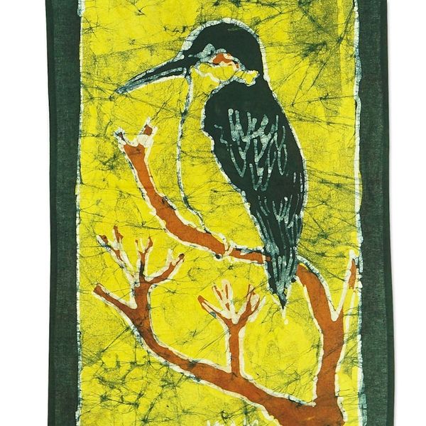 Alternate image for Batik Cotton King Fisher Wall Hanging Kingfisher