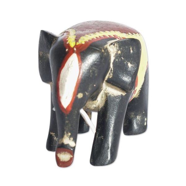 Alternate image for Hand-Painted Red and Yellow Elephant Sese Wood Figurine Culture Elephant III