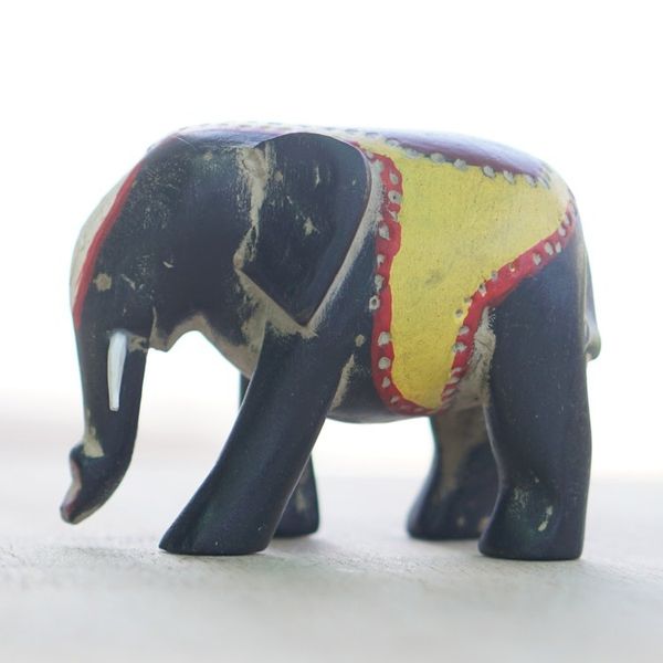 Alternate image for Hand-Painted Red and Yellow Elephant Sese Wood Figurine Culture Elephant III