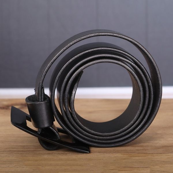 Alternate image for Dark Black Leather Belt with Square Buckle from Ghana Distinct Squared