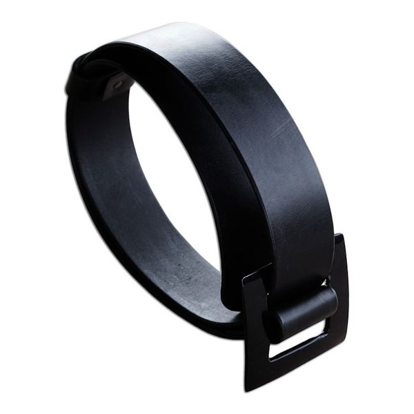 Alternate image for Dark Black Leather Belt with Square Buckle from Ghana Distinct Squared