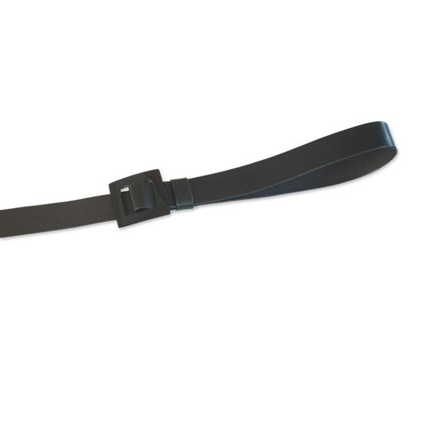 Alternate image for Dark Black Leather Belt with Square Buckle from Ghana Distinct Squared