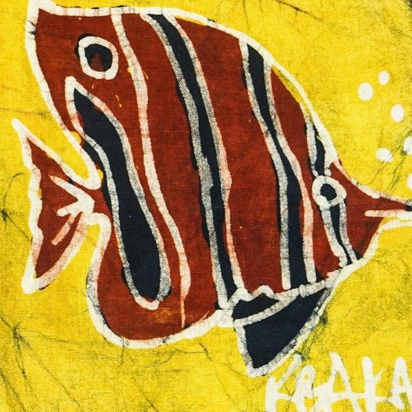 Alternate image for Batik Cotton Scarf with Angel Fish Motif Swimming Angel