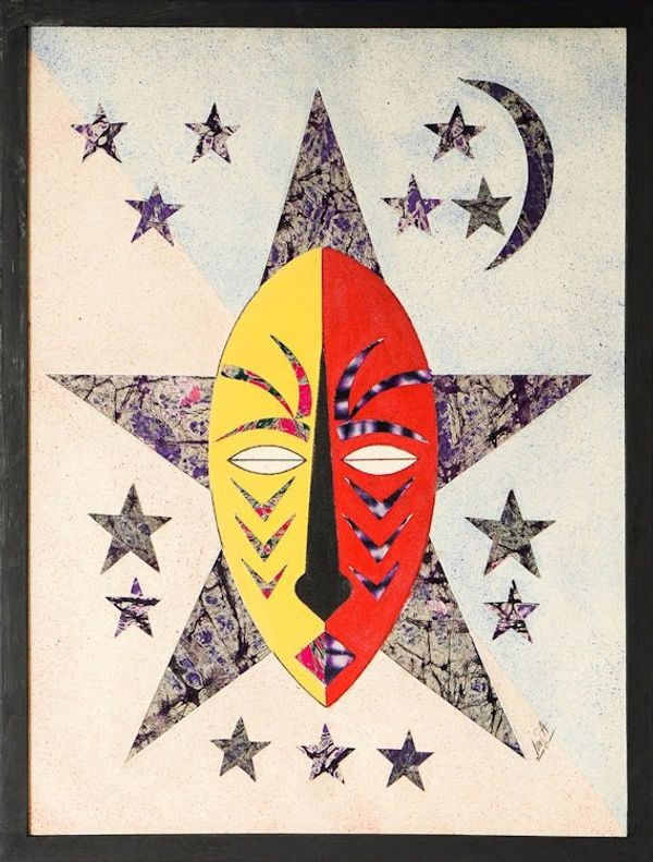 Alternate image for Traditional Cotton Batik Wall Art in Red and Yellow Hues Monday Born