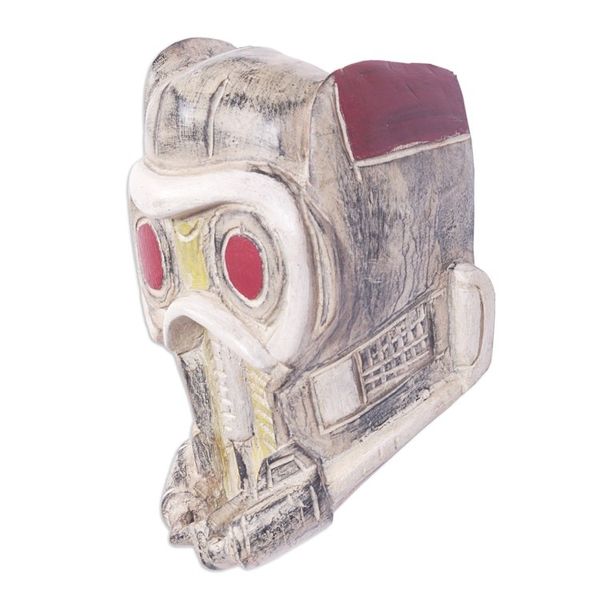 Alternate image for Futuristic Sci-Fi Sese Wood Mask Hand Carved in Ghana Tribal Robot