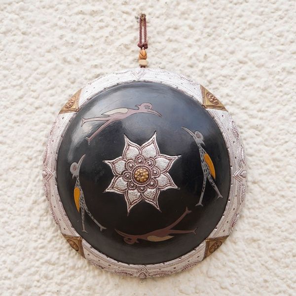 Alternate image for African Wood Wall Art with Embossed Aluminum Brass Accents Kumbu I
