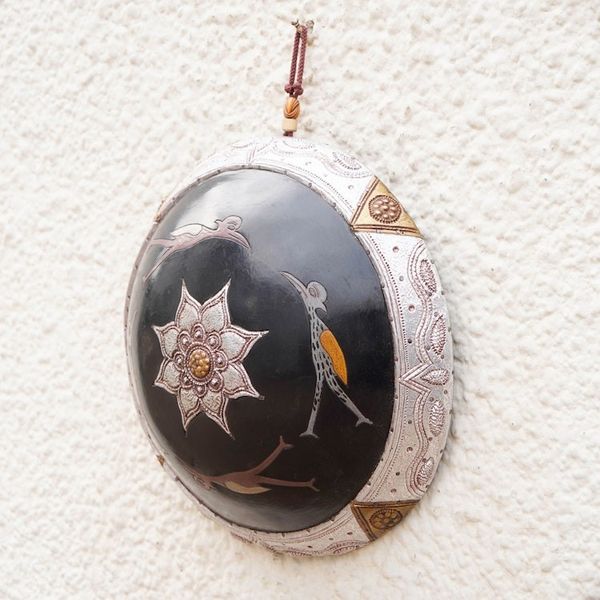 Alternate image for African Wood Wall Art with Embossed Aluminum Brass Accents Kumbu I