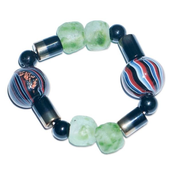 Alternate image for Eco-Friendly Blue and Green Recycled Glass Beaded Bracelet Blue Dromo