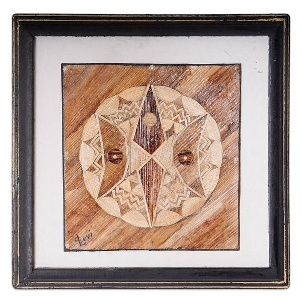 Alternate image for Traditional Baule-Inspired Geometric Natural Fiber Wall Art Baule Mask I