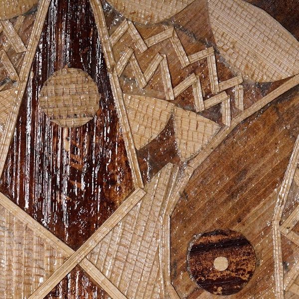 Alternate image for Traditional Baule-Inspired Geometric Natural Fiber Wall Art Baule Mask I