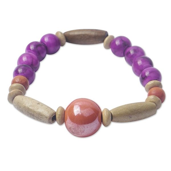 Alternate image for Eco-Friendly Purple Beaded Bracelet from Ghana Strong Heart