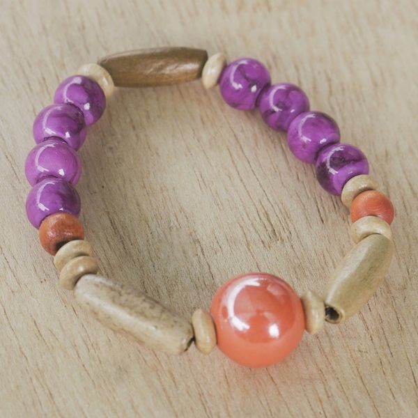 Alternate image for Eco-Friendly Purple Beaded Bracelet from Ghana Strong Heart